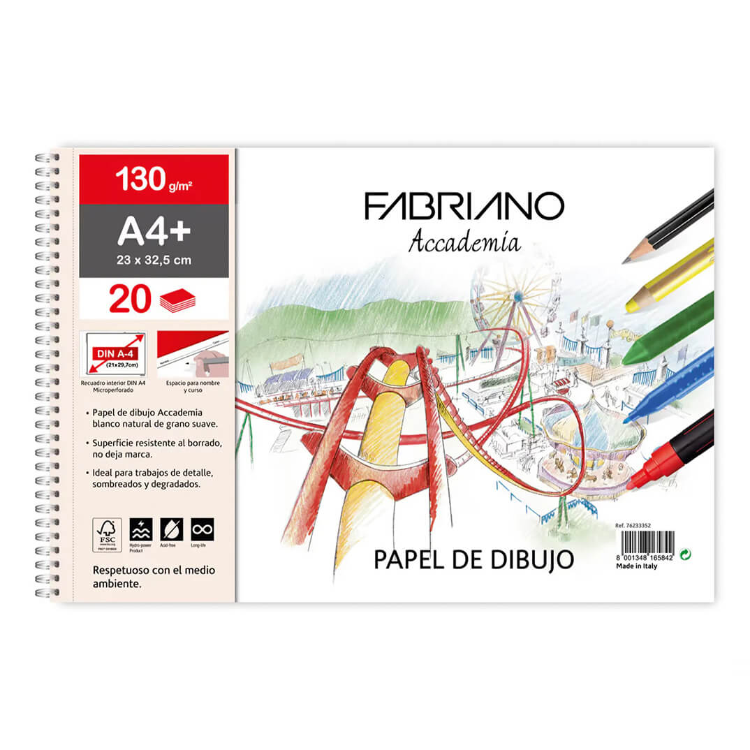 Bloc espiral paper dibuix 130g A4+ 20 fulls