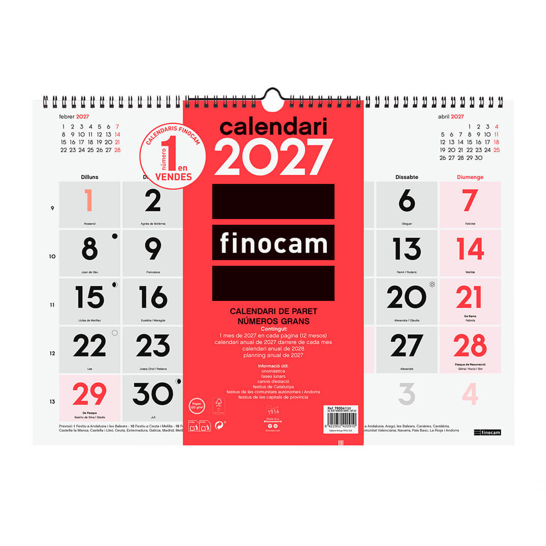 Calendari paret Cat números grans 430x310x5mm