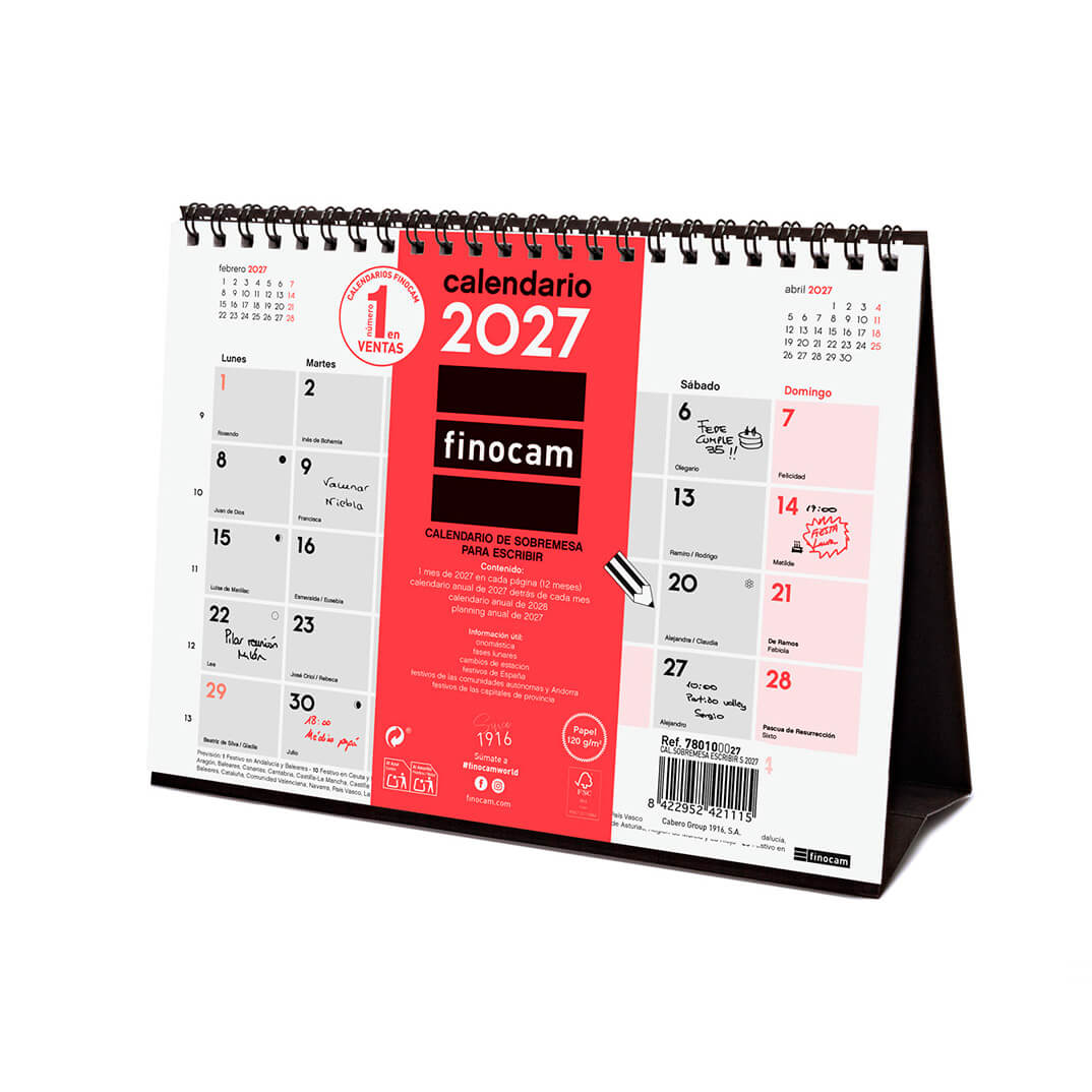 Calendario sobremesa Finocam 210x150 mm castellano