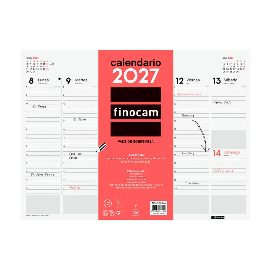 Escribanía sobremesa Finocam semanal 2027