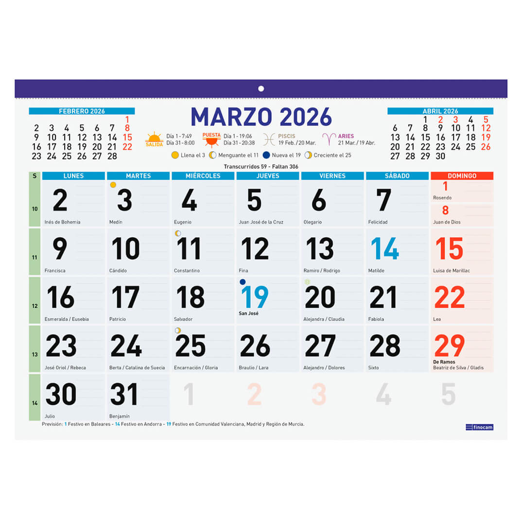 Calendari/Faldilla mixta 430x310mm Castellà