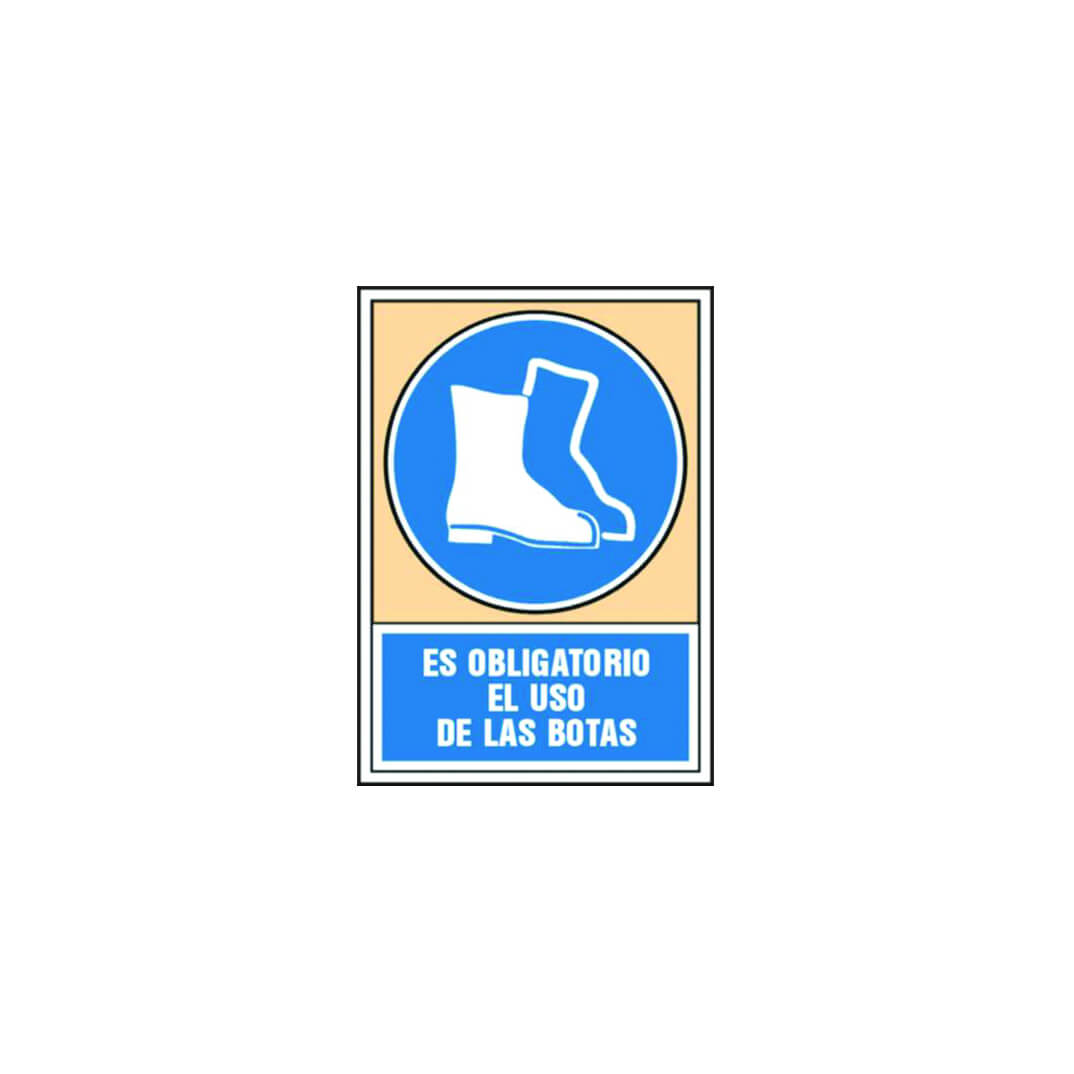 Placa  A4 uso obligatorio botas seguridad