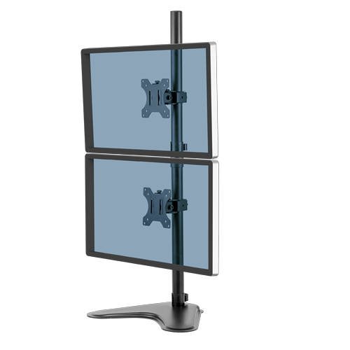 Suport amb peana per a monitor doble vertical