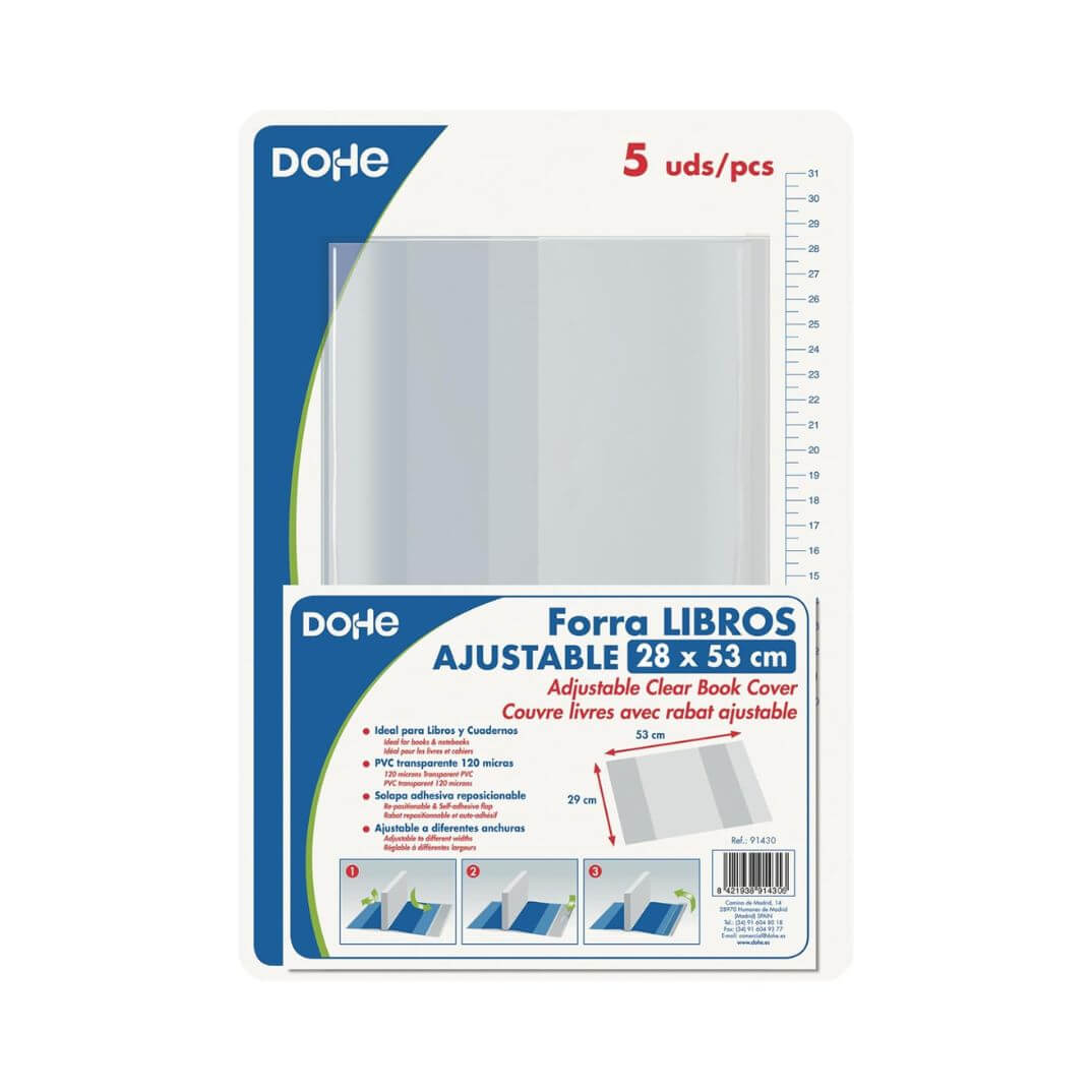 Pack de 5 forralibros Dohe ajustables 28 cm