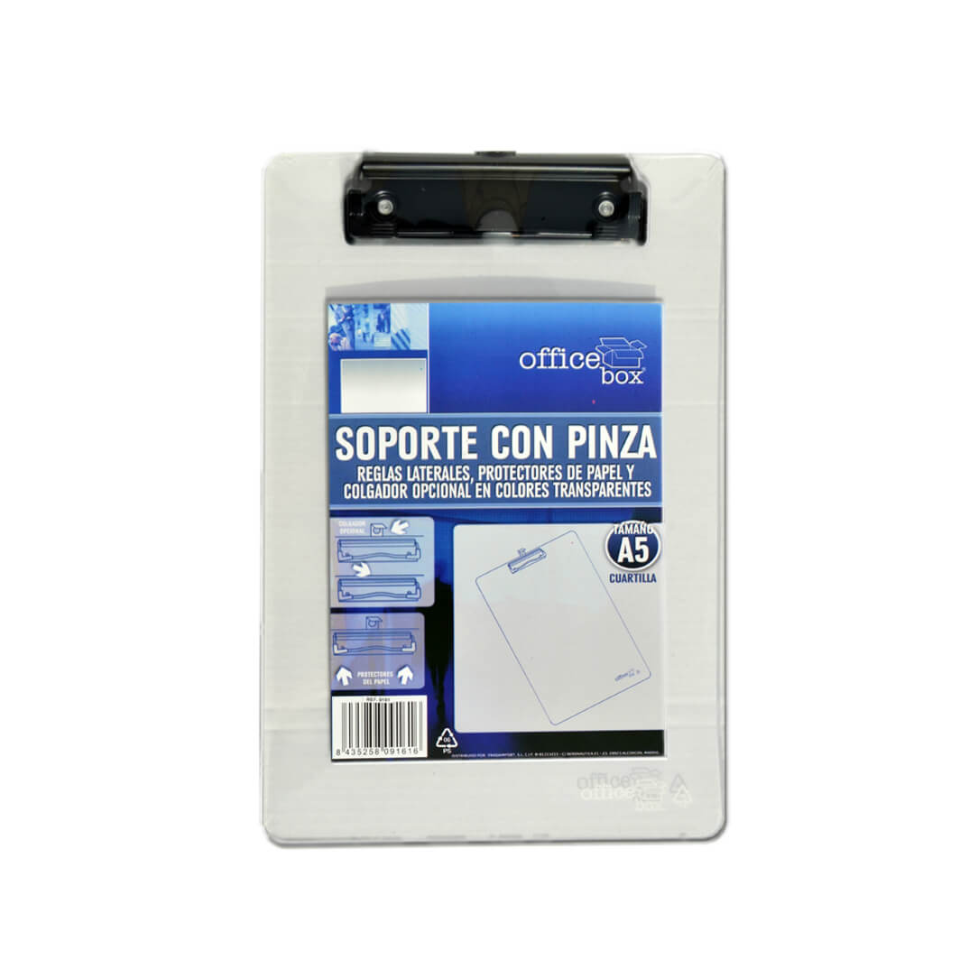 Soporte con pinza A5 transparente