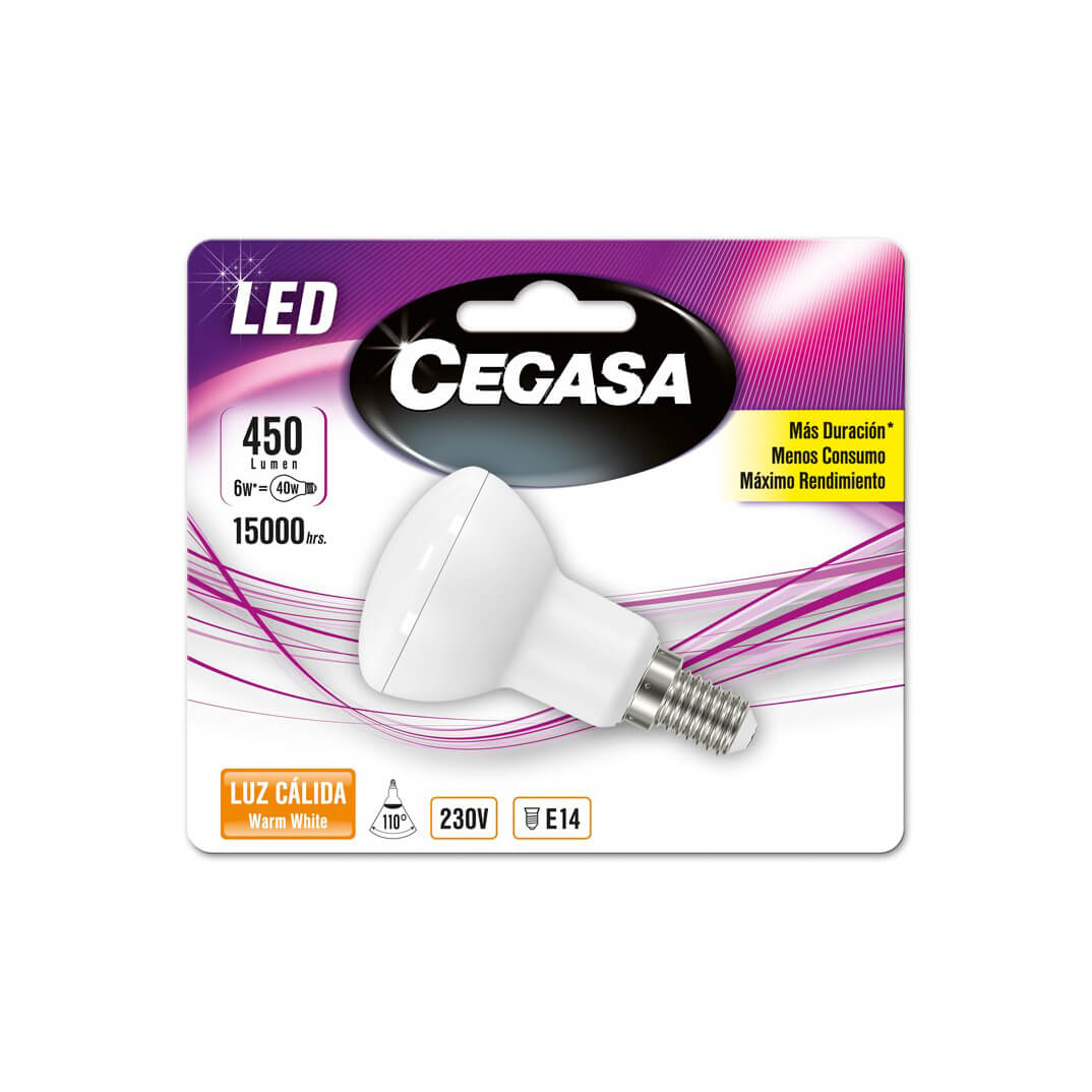 Bombeta Led  R50 6W 450 LM E14 càlida