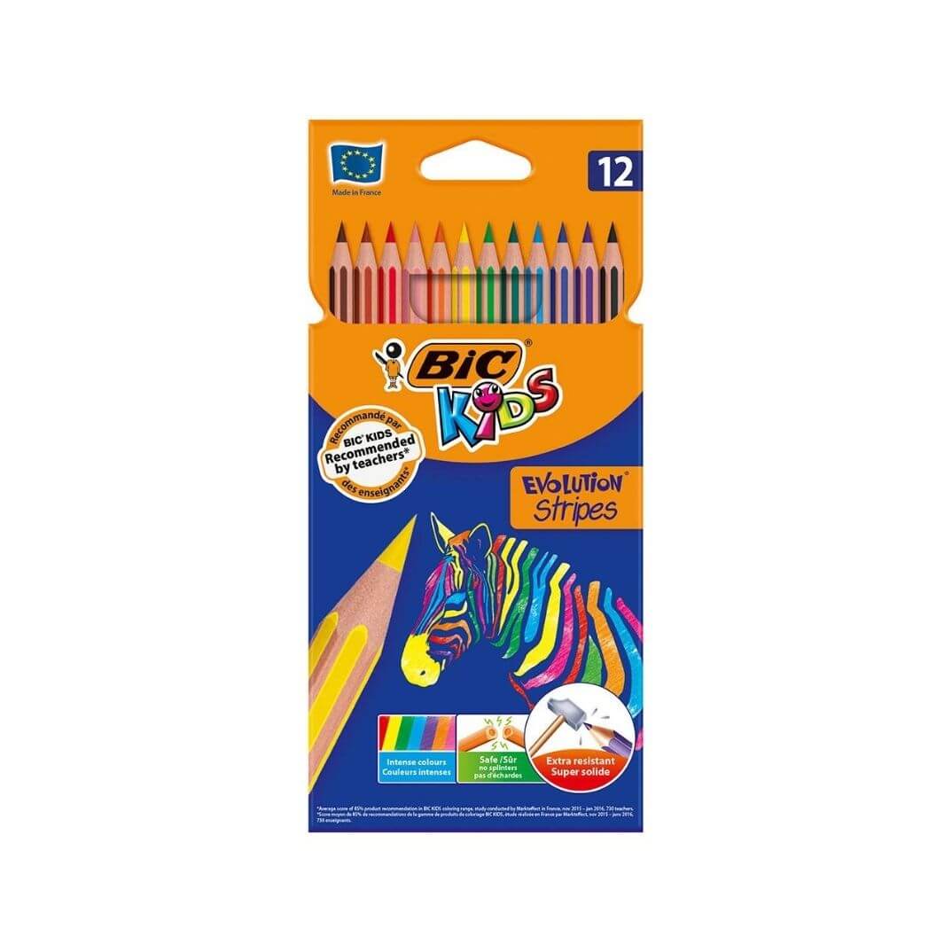 12 lápices Bic de colores EVO STRIPES