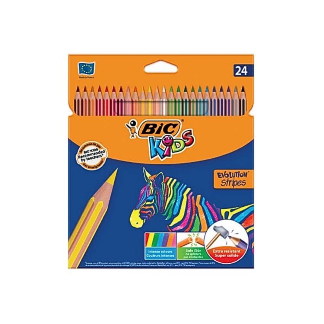 24 llapis Bic de colors EVO STRIPES