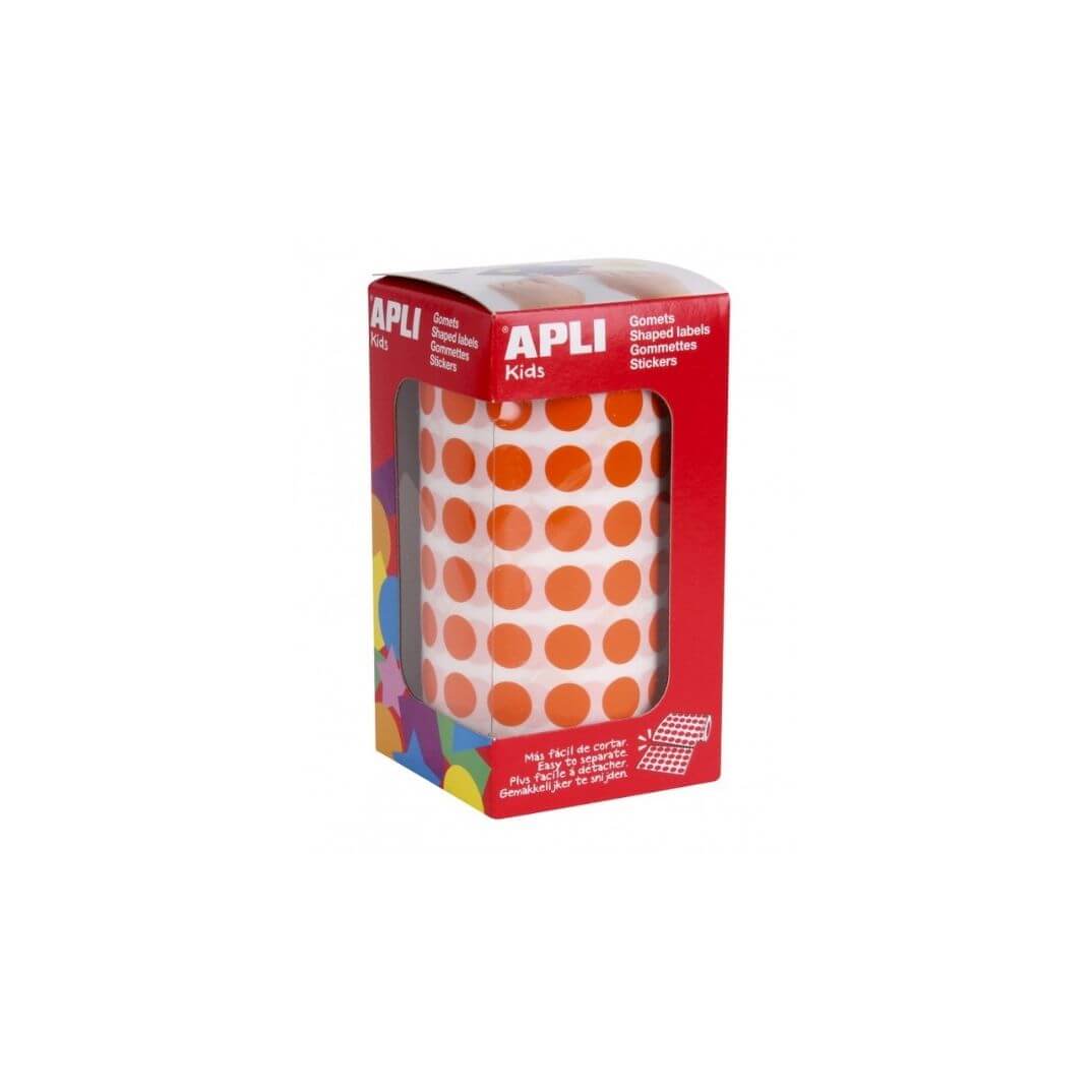 Rollo de gomets adhesivos redondos 10.5mm naranjas