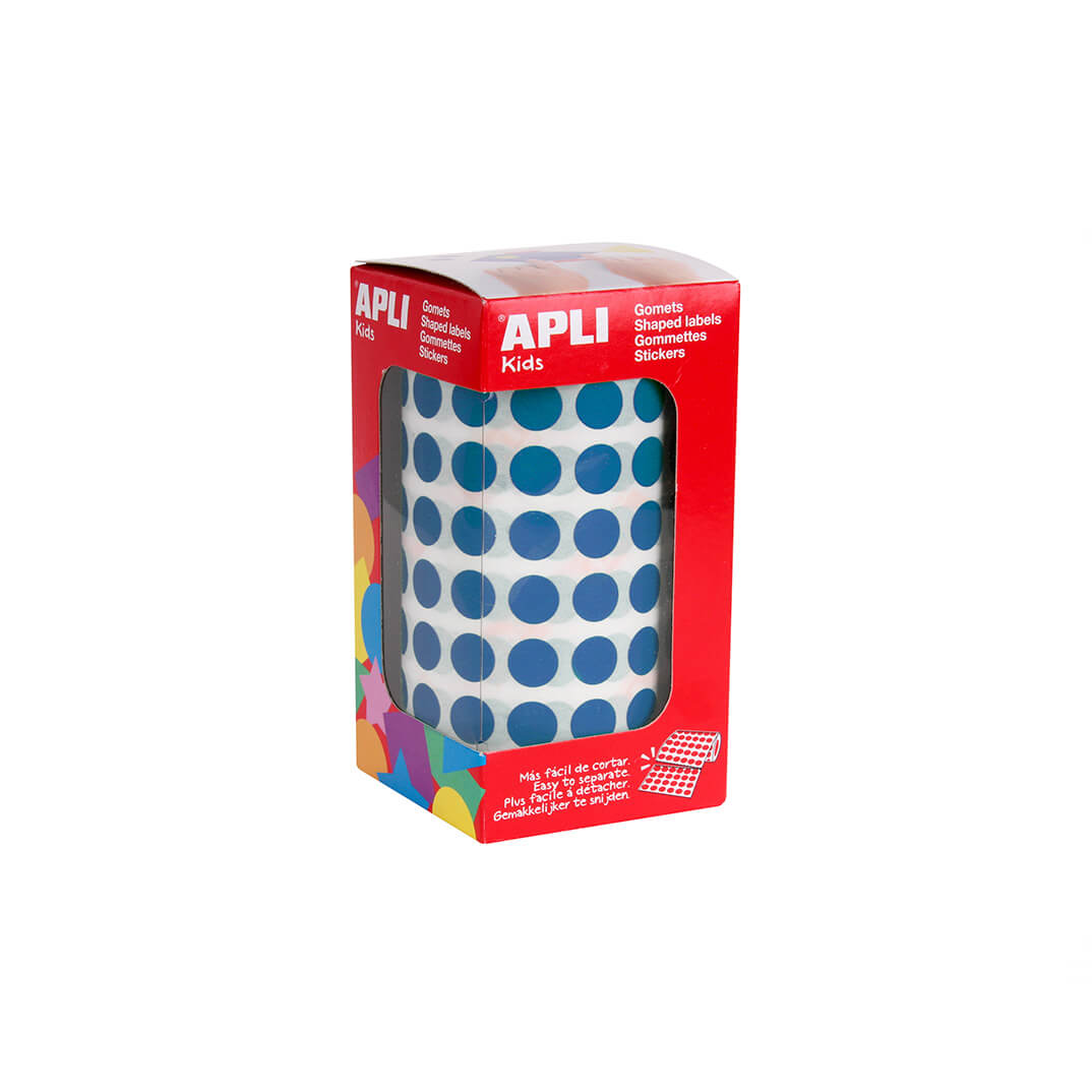 Rollo gomets redondos 10,5 mm azules
