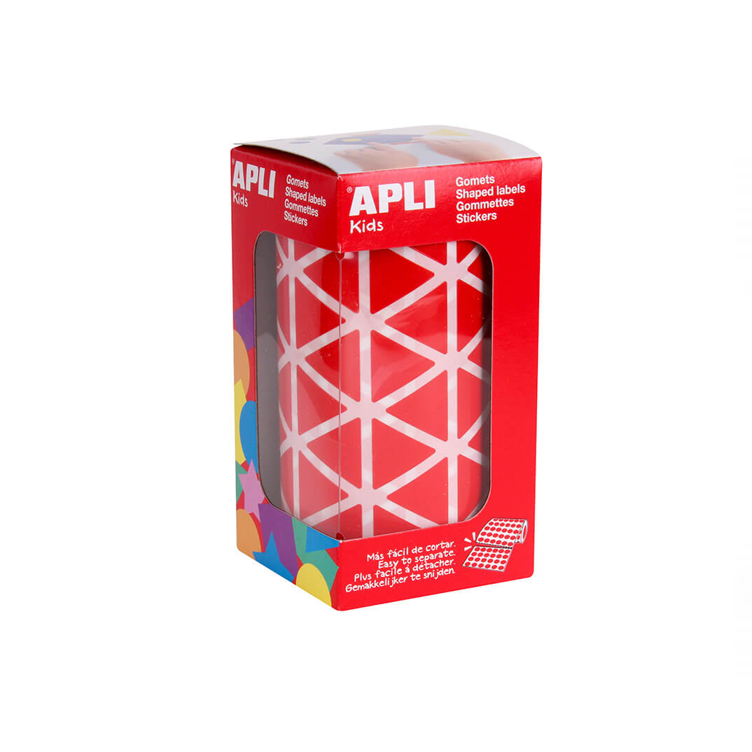 Rollo gomets adhesivos 20mm triangulos rojo