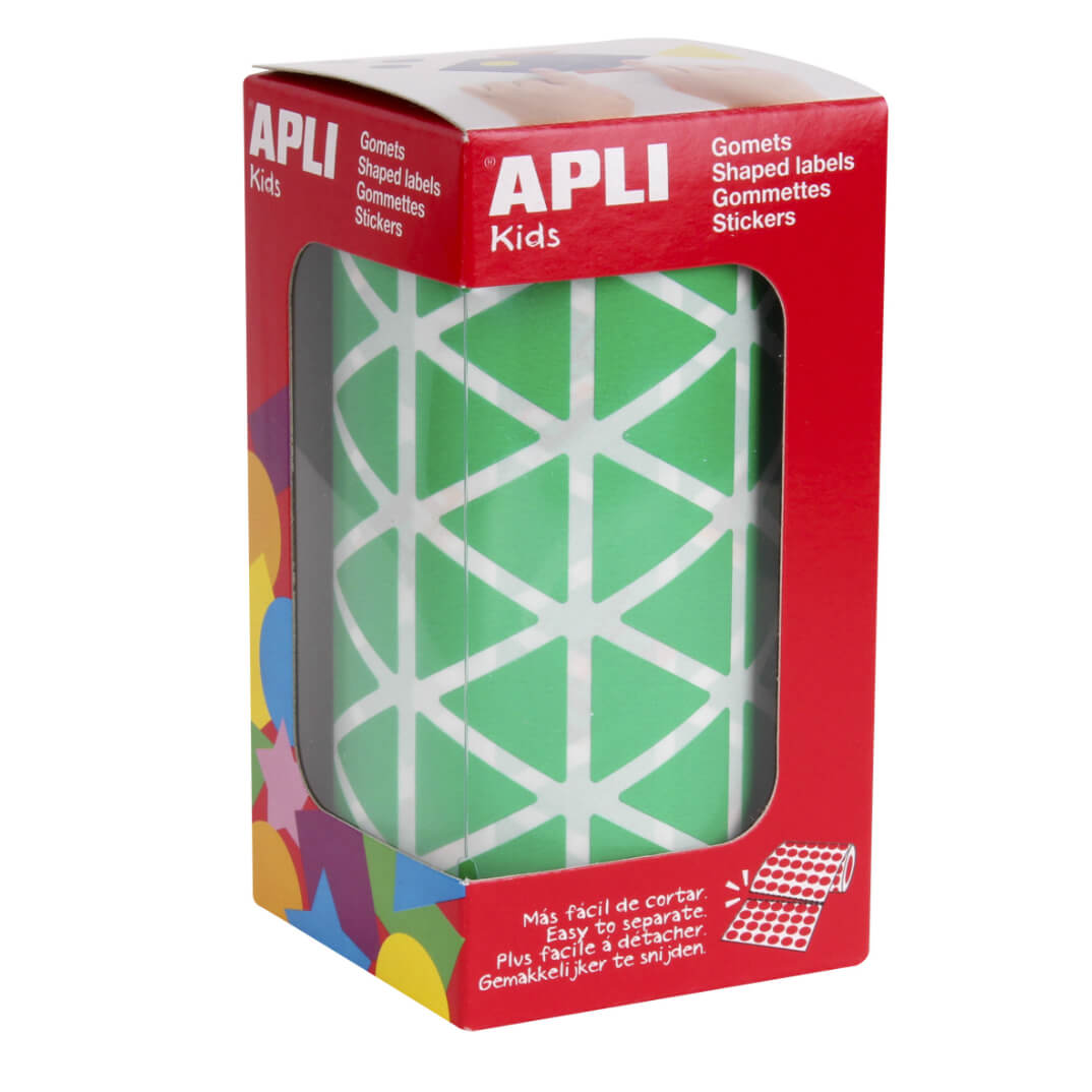 Rollo gomets adhesivos 20mm triangulos verde