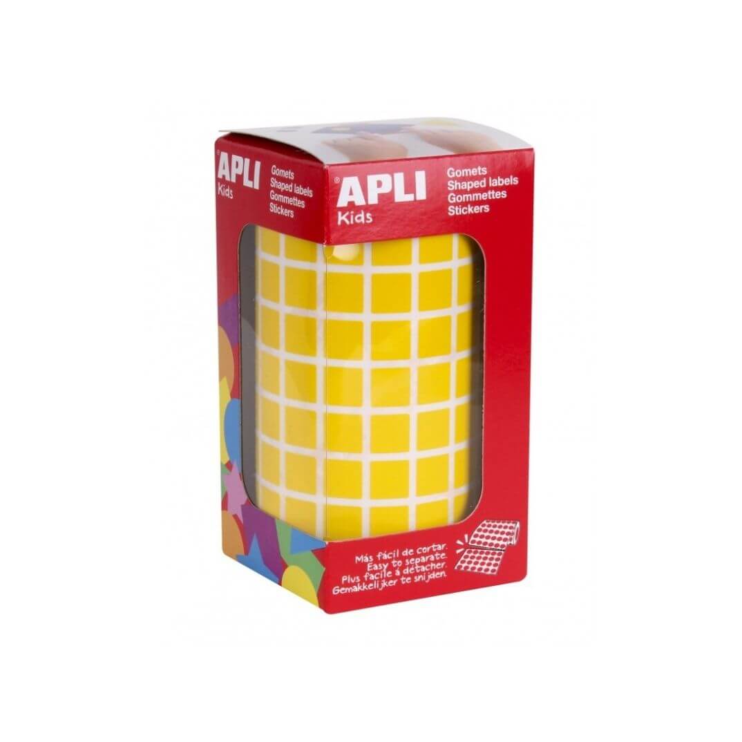 Rollo de gomets adhesivos 10x10mm amarillo