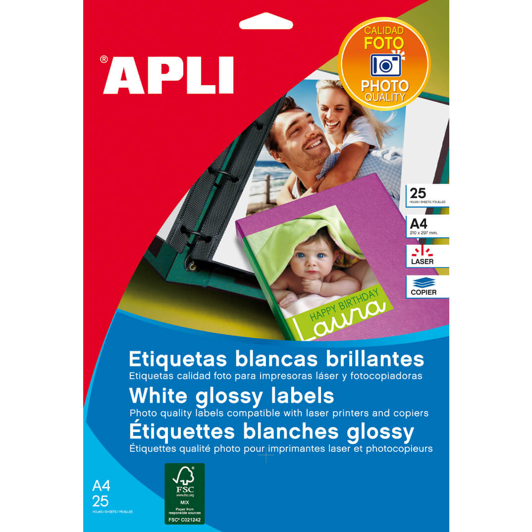 Caixa etiquets Apli 199,6x289,1 glossy làser color