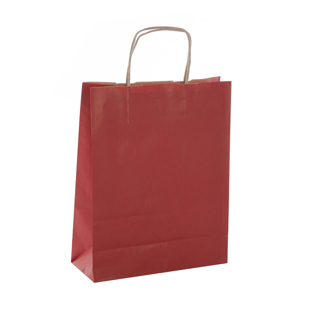 Paquete 50 bolsas asa papel 32x16x39cm rojas