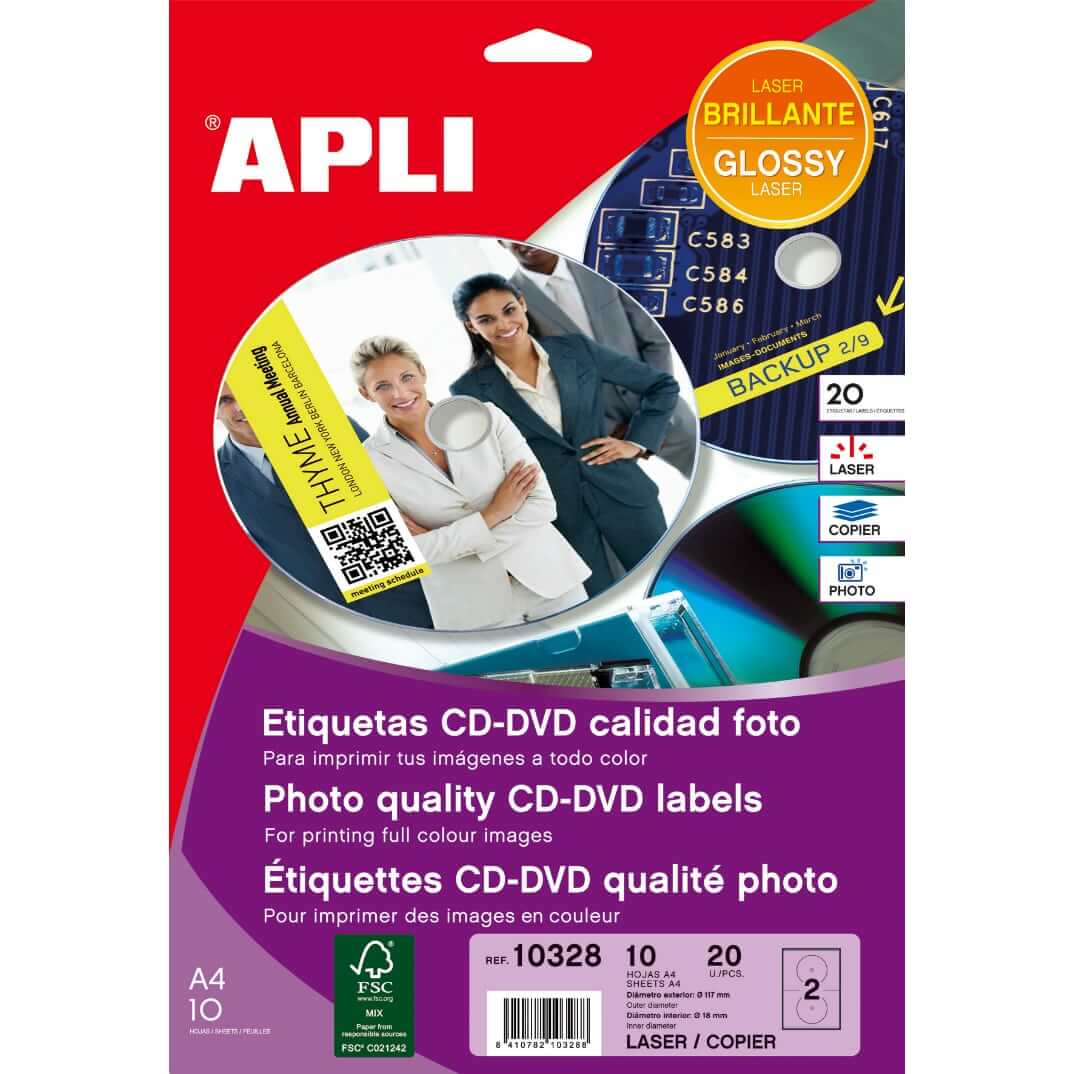 Etiquetes cd/dvd glossy per a impressores làser