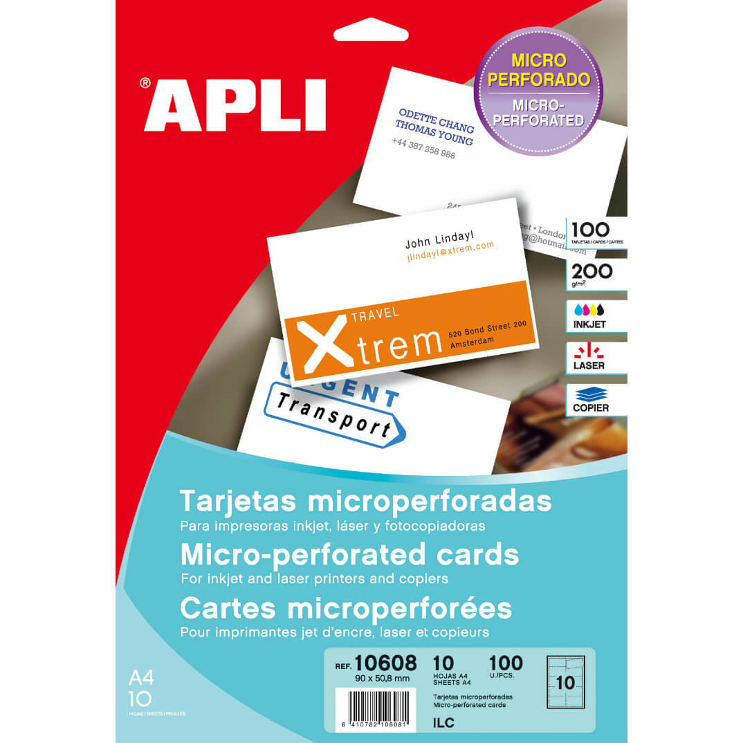 Targetes 90x50,8mm 200g microperforades 100u