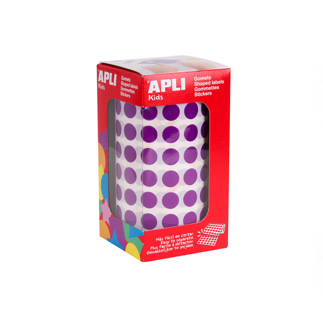 Rollo de gomets adhesivos 10,5mm lila