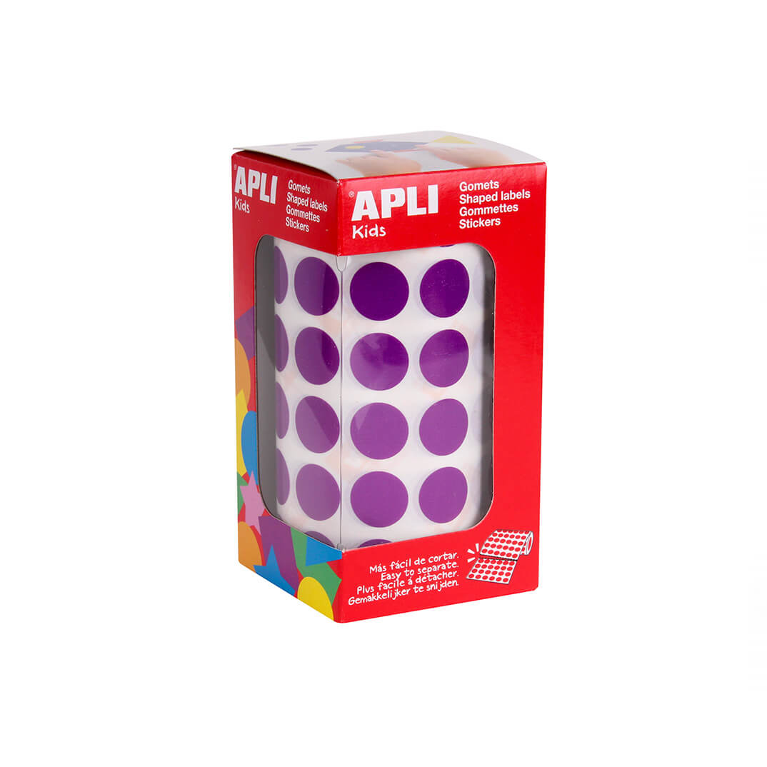 Rollo de gomets adhesivos 15mm lilas