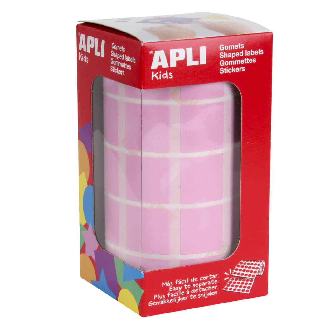 Rotlle de gomets adhesius 20x20mm rosa