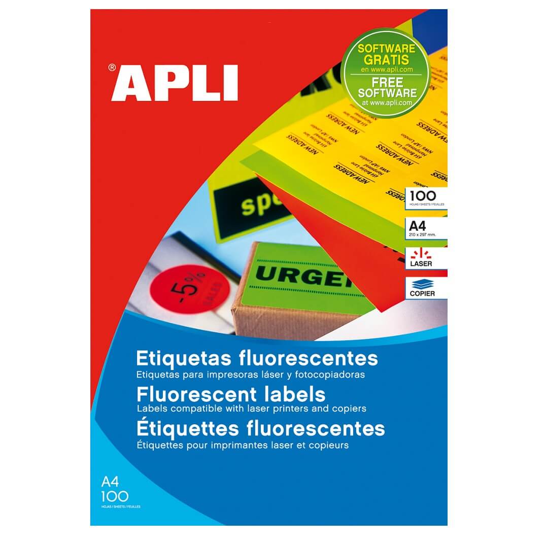 Etiquetes adhesives A4 verd fluorescent (100h)