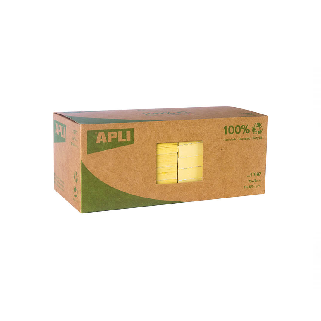 Pack 12 bloc notes adhesives Apli 75x75 grogues