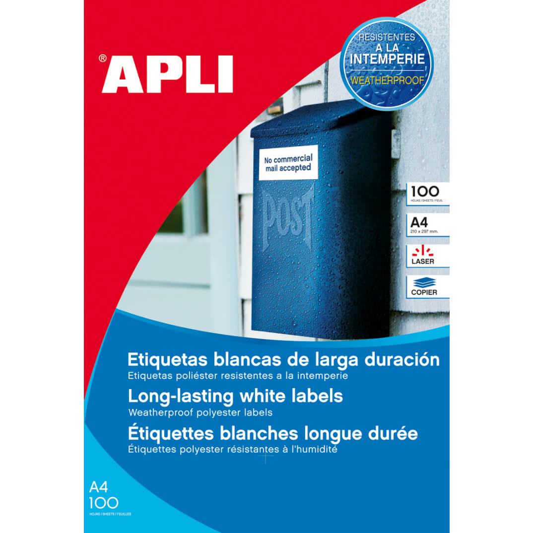 Etiquetas adhesivas intemperie A4 100h 210 x 297mm