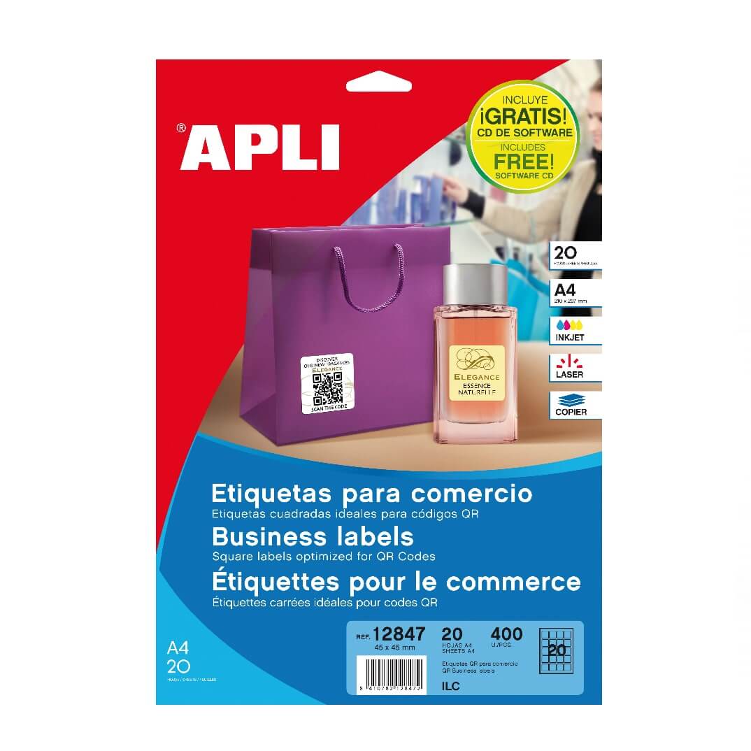 Etiquetas adhesivas Apli A4 45x45mm comercio