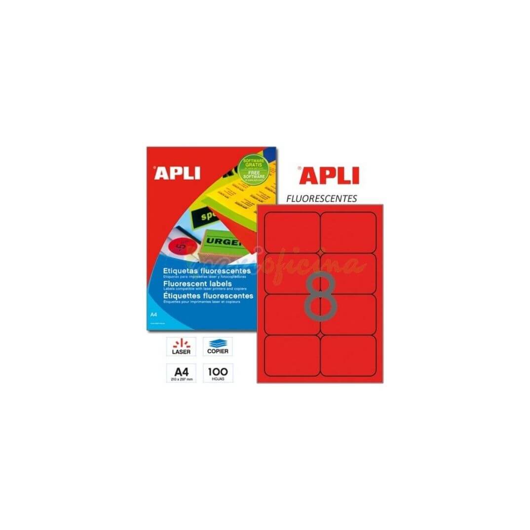 Etiquetes adhesives Apli 99,1x67,7mm vermell fluor