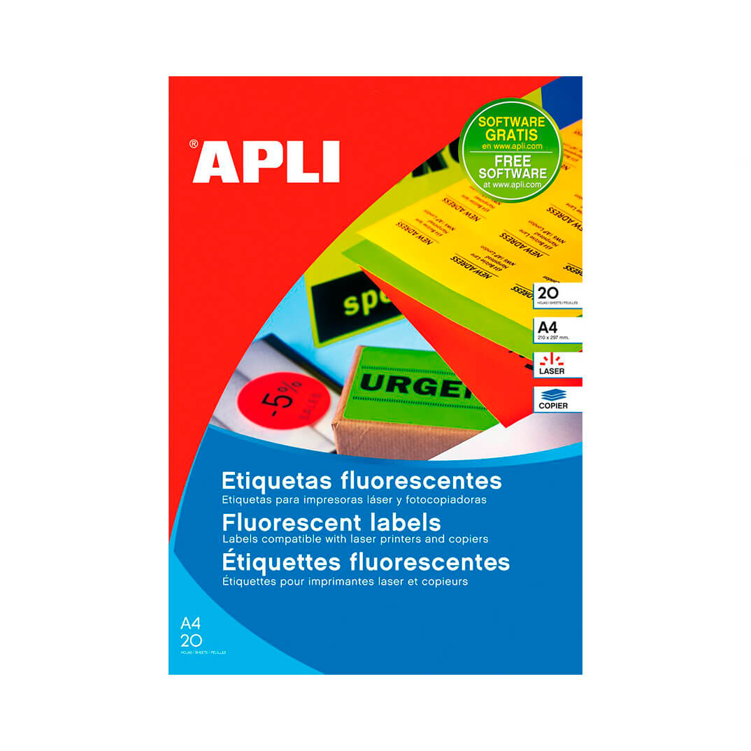 Etiquetas adhesivas Apli 99,1x67,7mm verde flúor