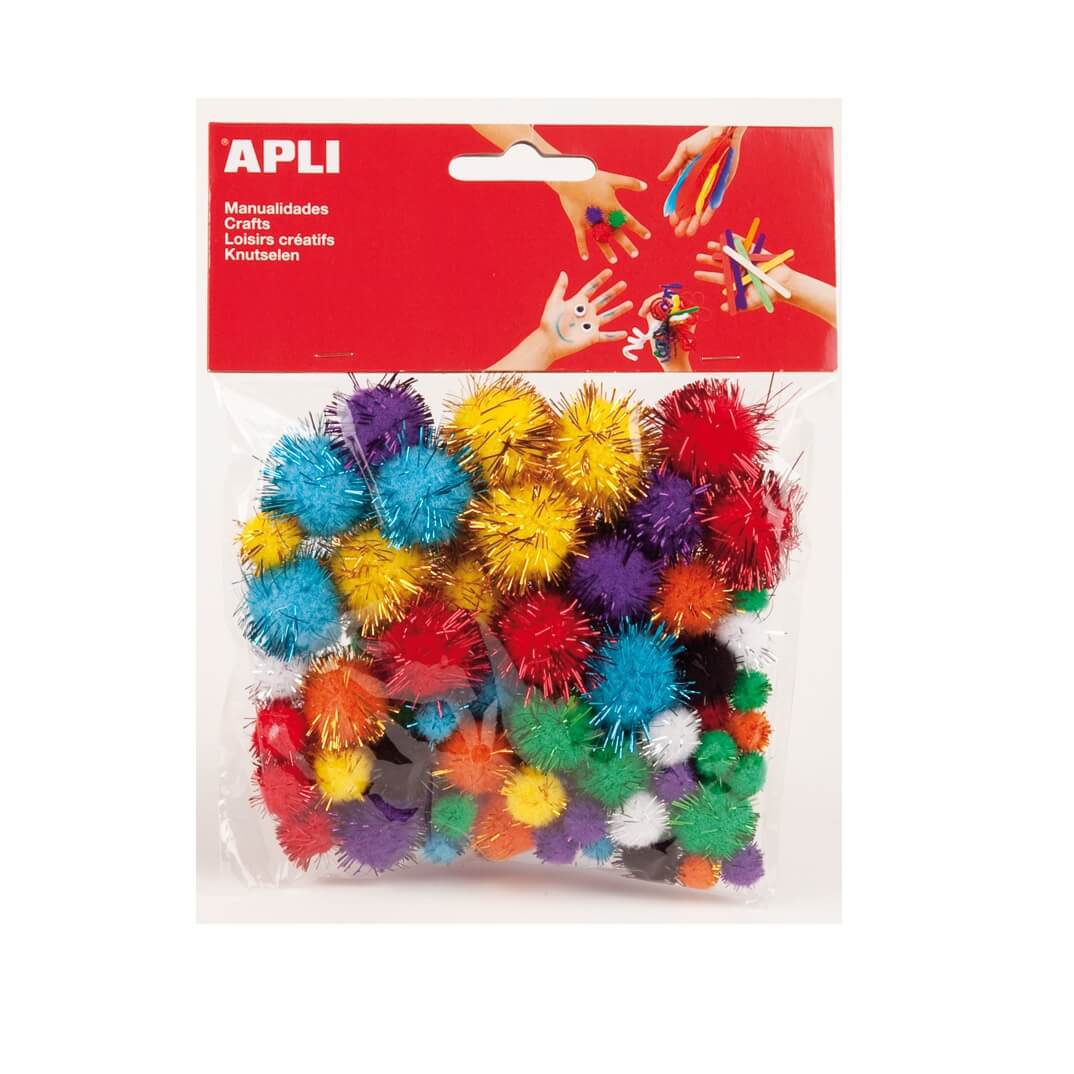 Bolsa 78 Pom Pones Apli colores brillantes