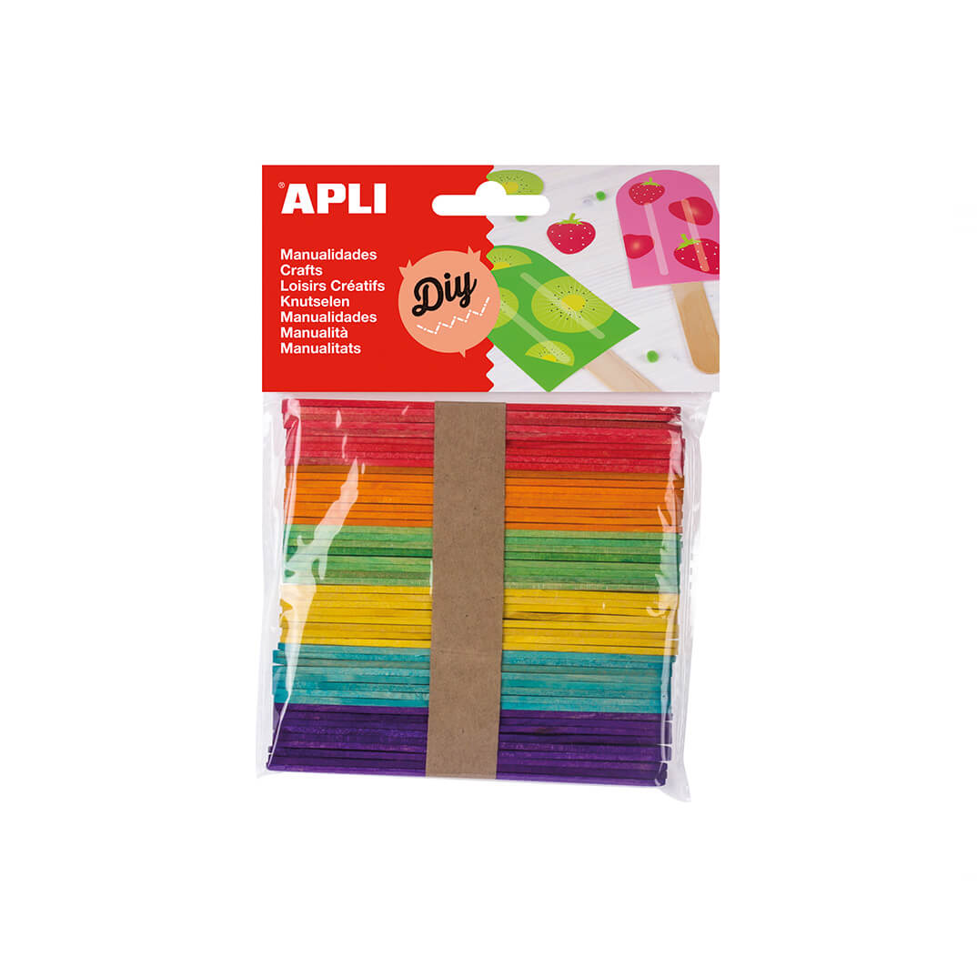 Pals polo de fusta Apli colors assortits (50u)
