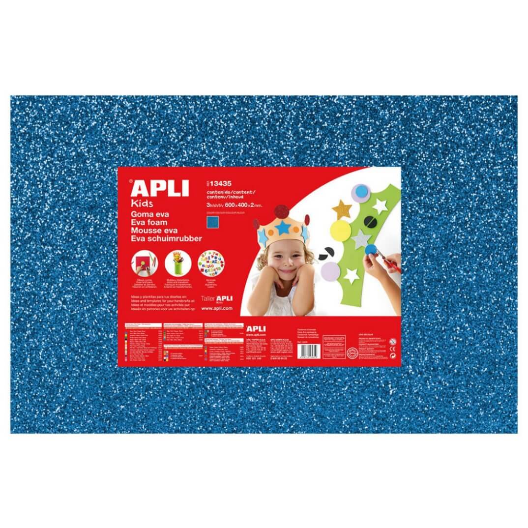 Goma Eva 600x400mm azul purpurina (pack 3u)