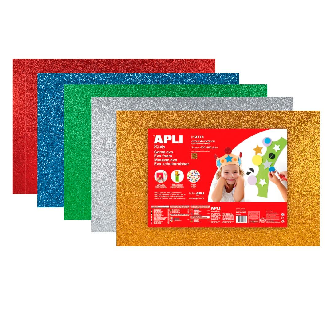 Goma Eva 600x400mm purpurina colores surtidos