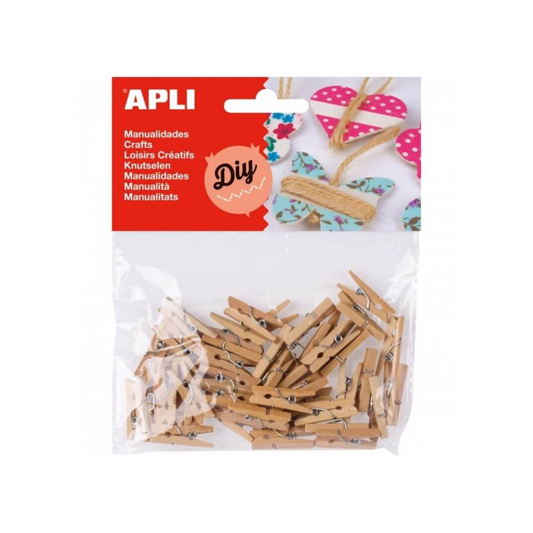Mini pinces fusta natural 45u