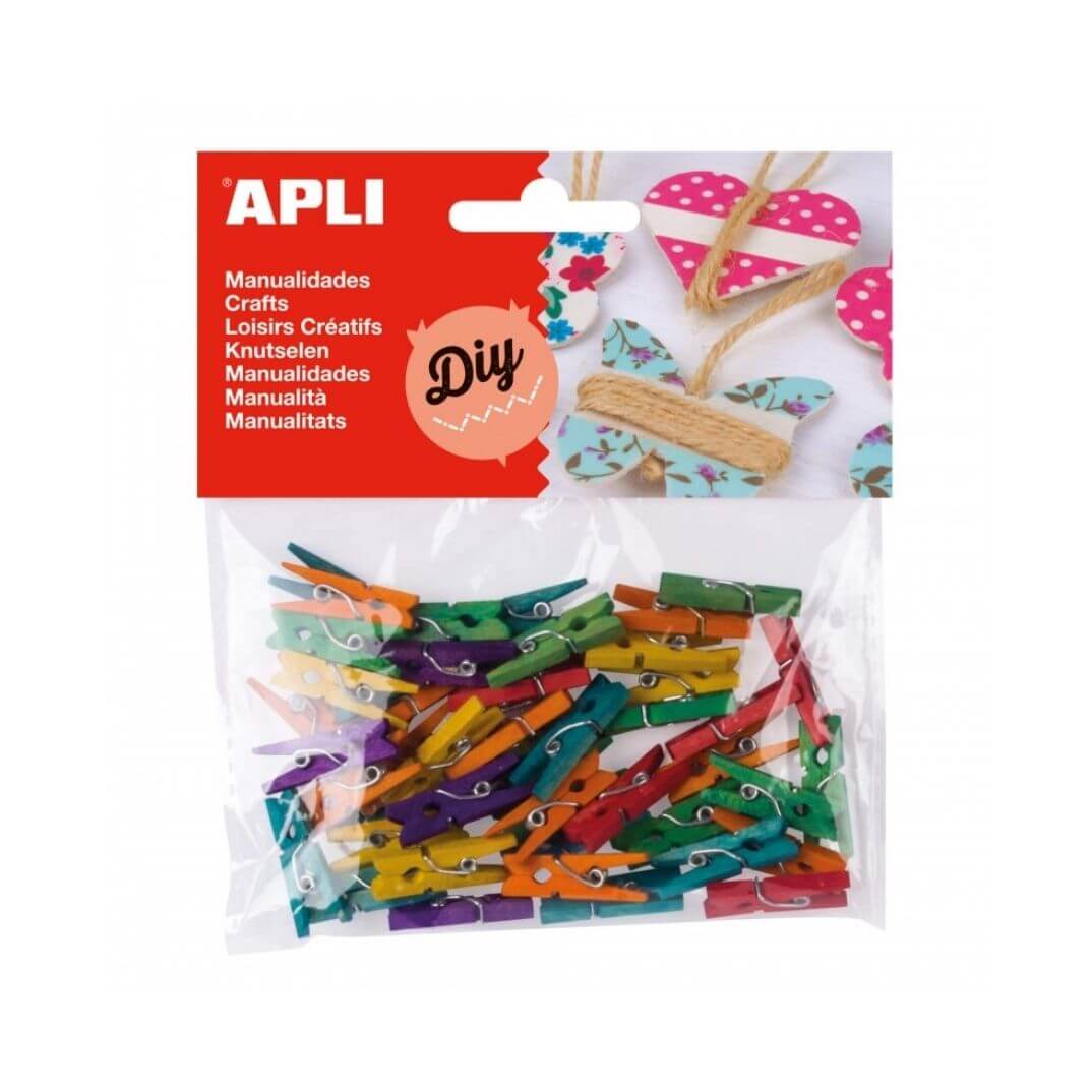 Mini pinces fusta colors assortits 45u Apli