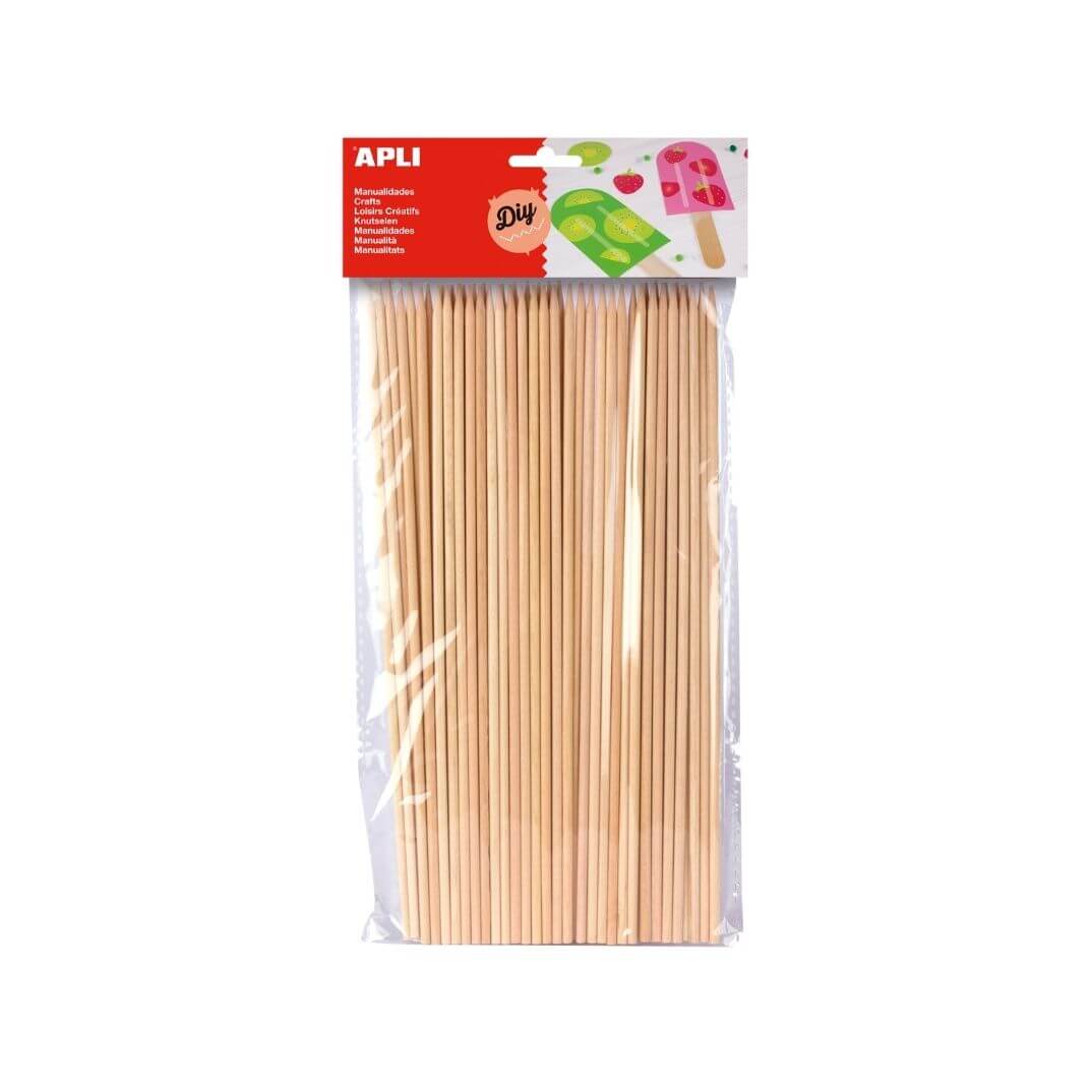 Palos pincho de madera natural 50u