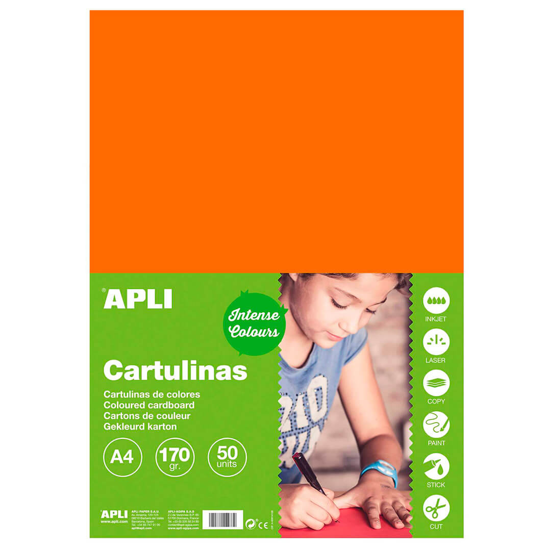 Pack 50 cartolines A4 170g taronja