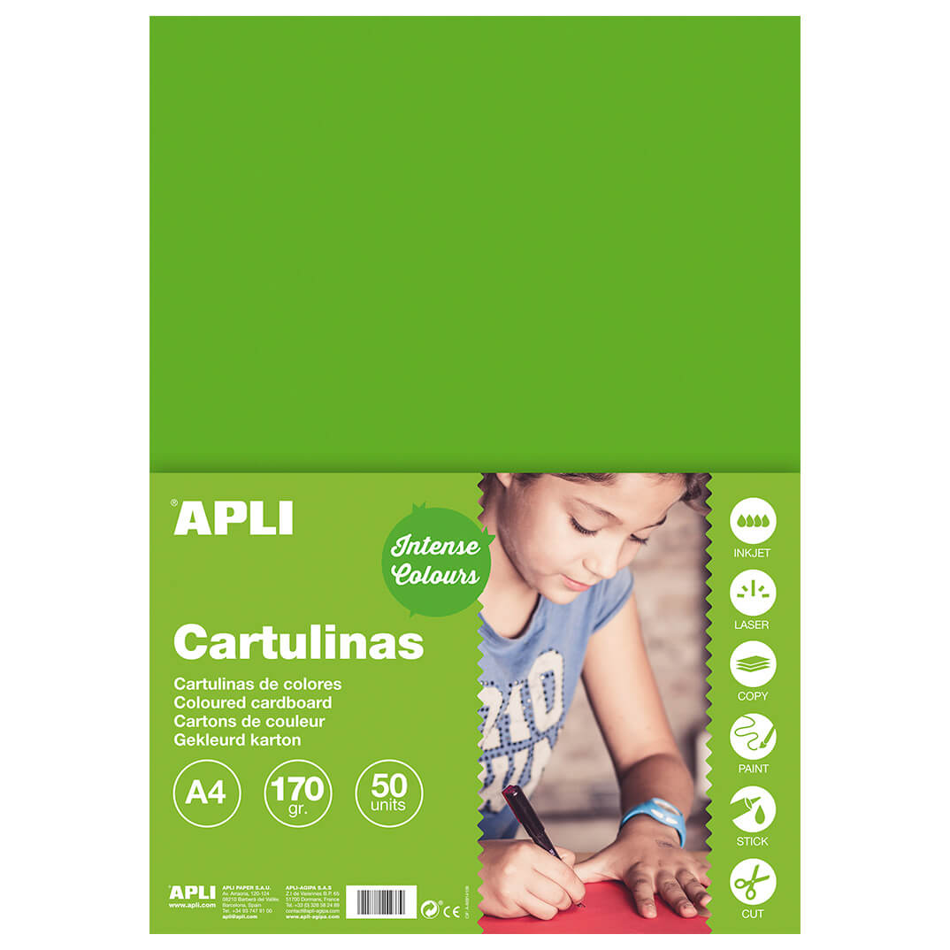 Pack 50 cartolines A4 170g verd herba