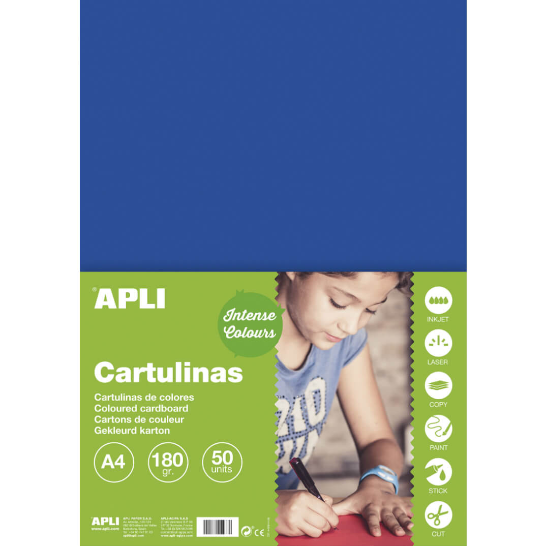 Pack 50 cartulinas A4 170g azul oscuro