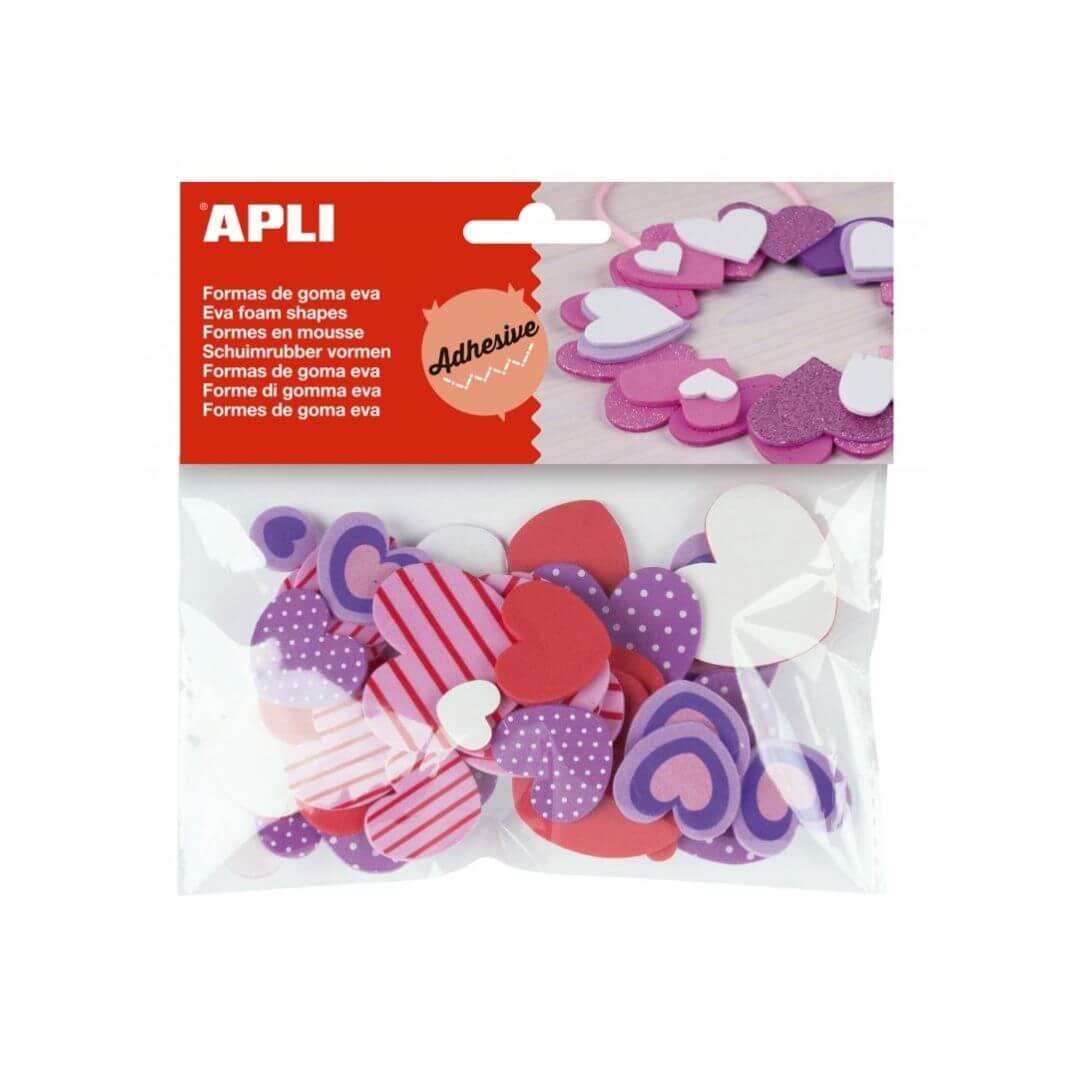 Formas Goma Eva adhesivas corazones estampados 40u
