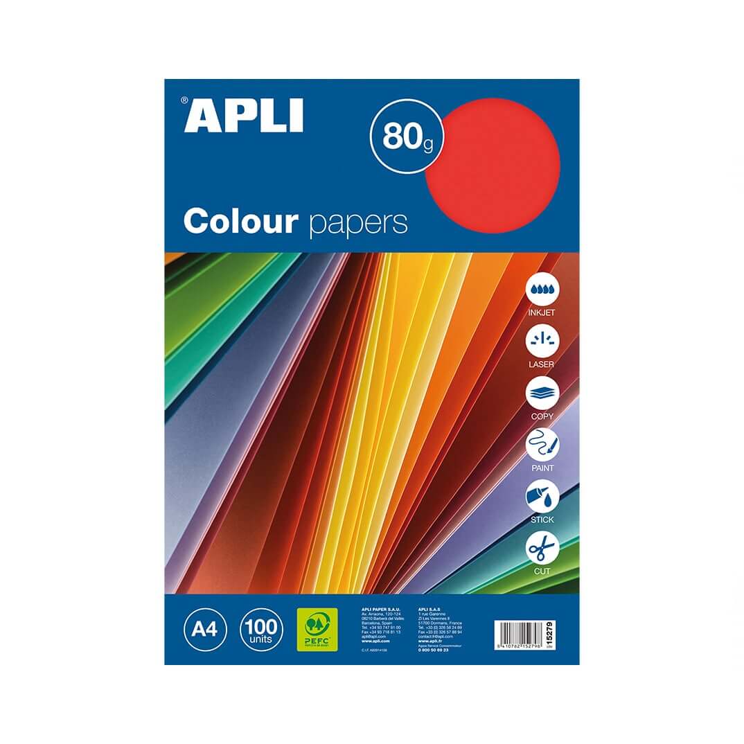 Paquet 100 fulls A4 80g colors fluor