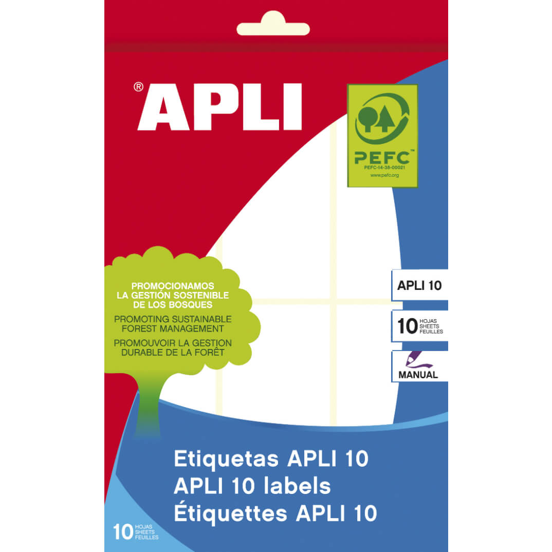 Sobre etiquetas adhesivas Apli-10 36x82mm