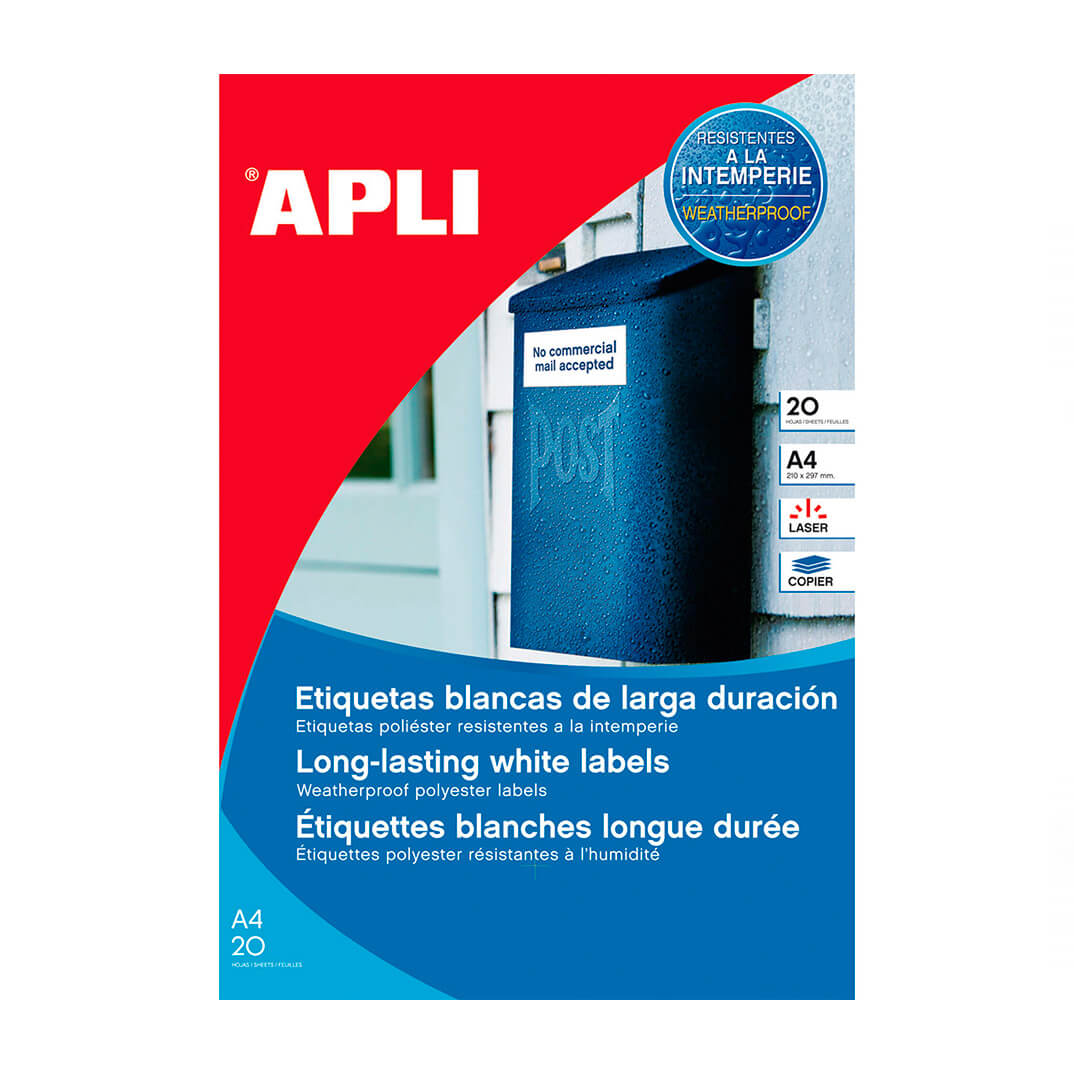 Etiqueta blanca intemperie 199.6x143.5mm 20 hojas