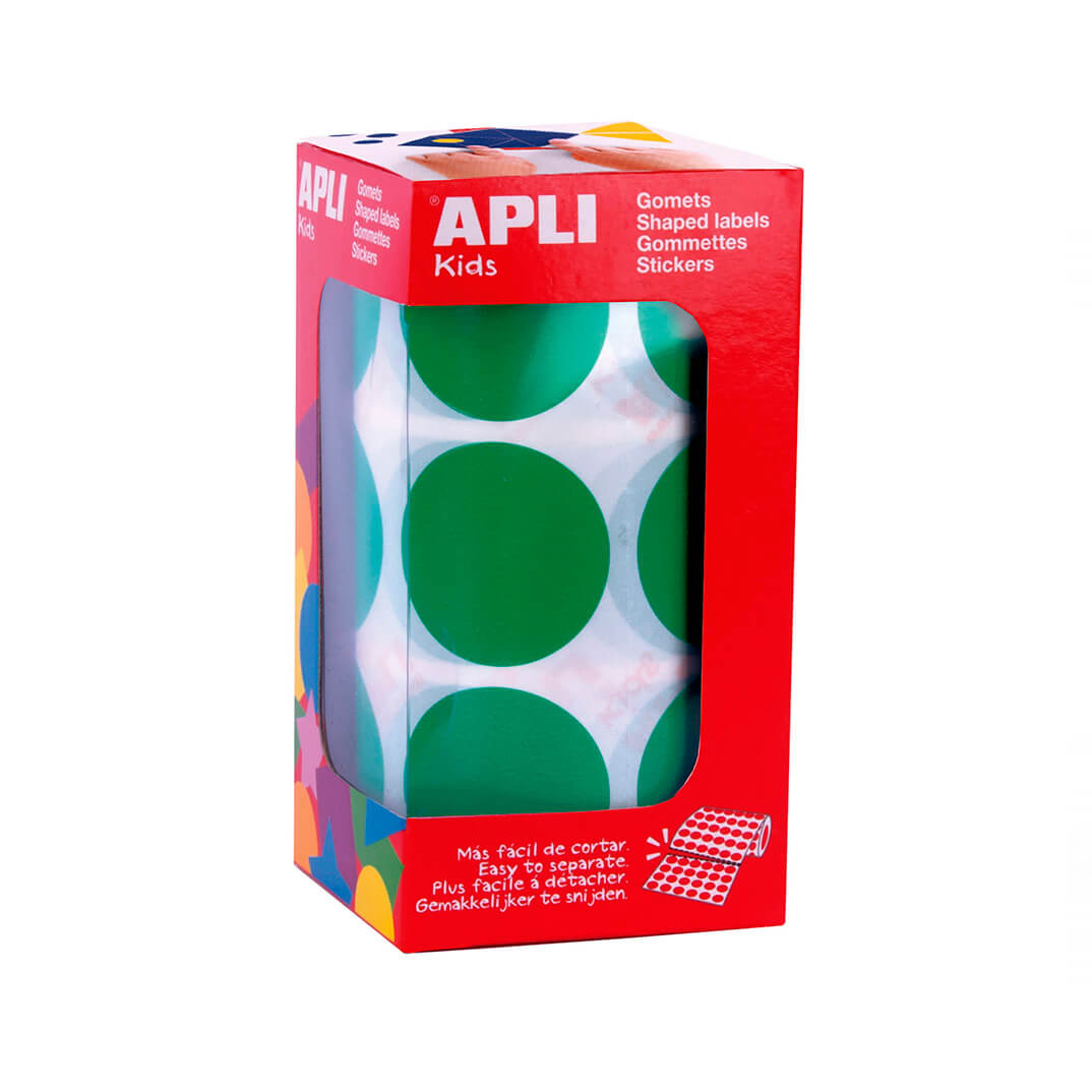 Rollo gomets redondos verde gigantes xl ø33mm Apli