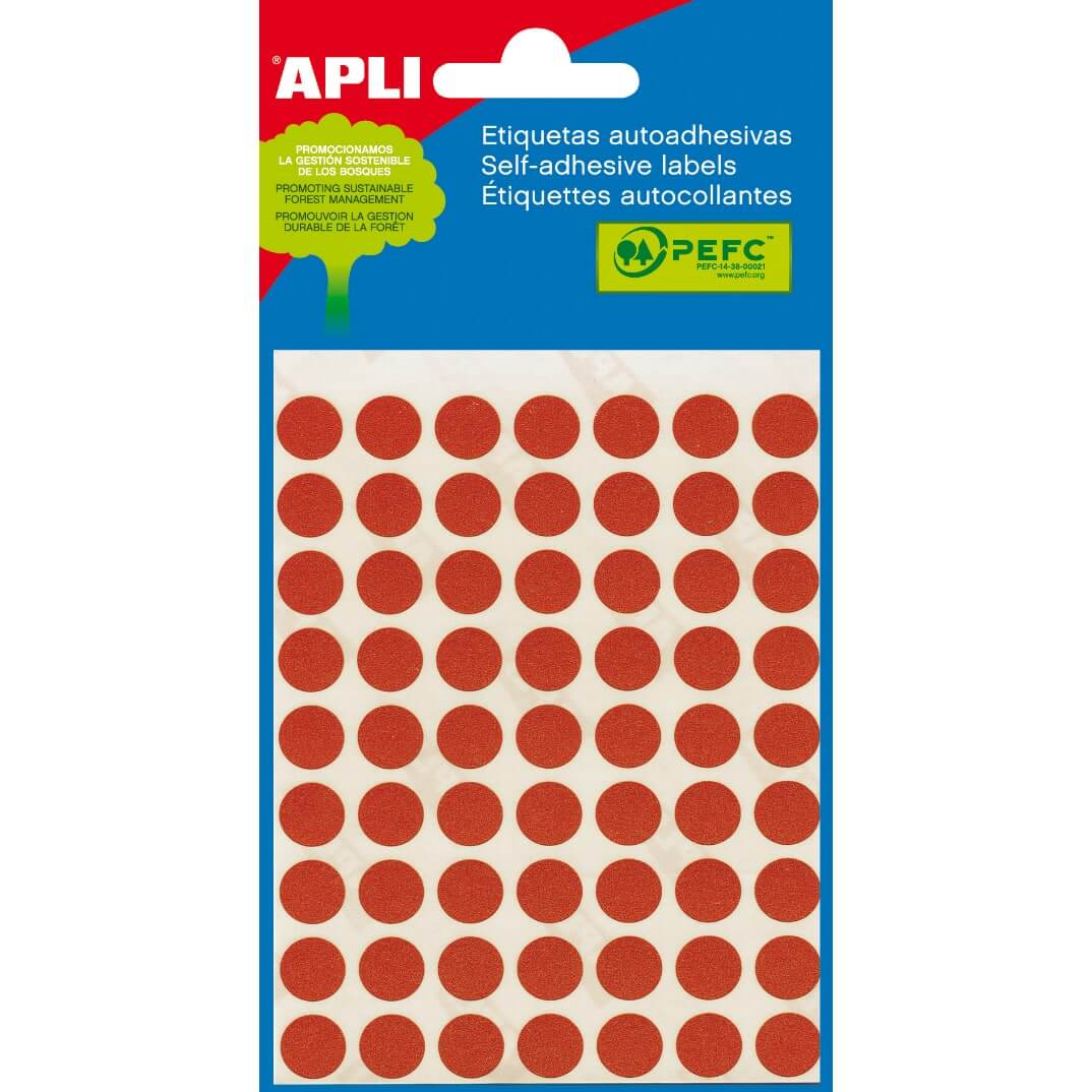 Sobre etiquetes adhesives Apli 10mm color vermell