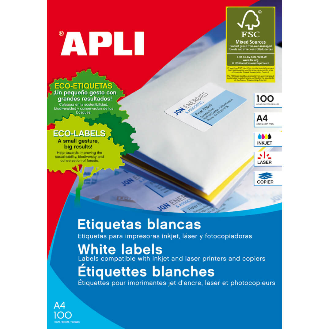 Etiquetas adhesivas A4 63.5x38,1mm
