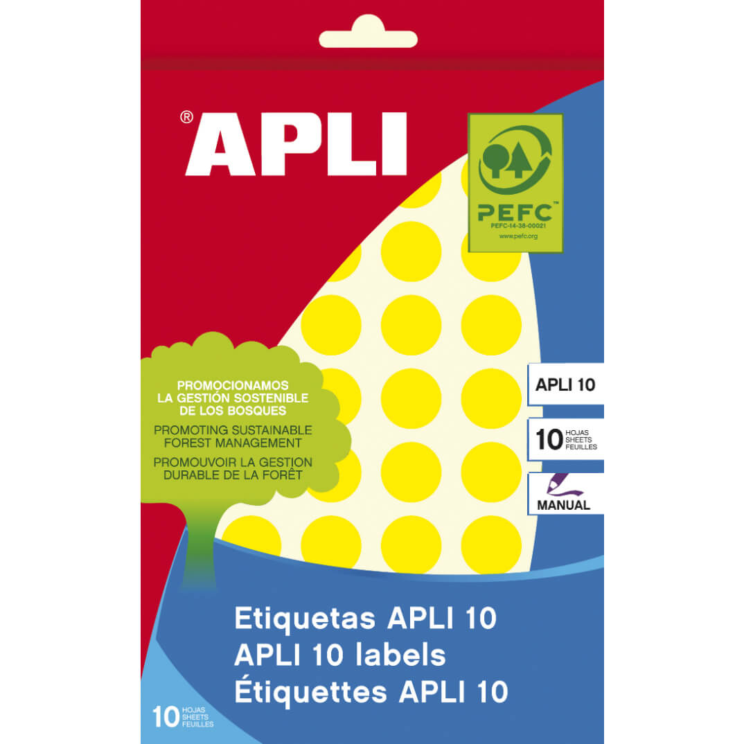Sobre etiquetes adhesives Apli-8  16mm grogues