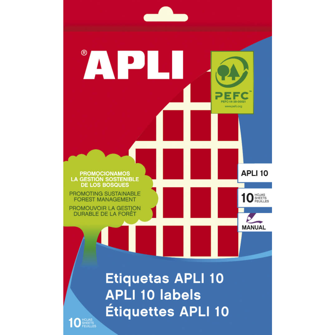 Sobre etiquetes adhesives Apli-8 12x18mm vermelles