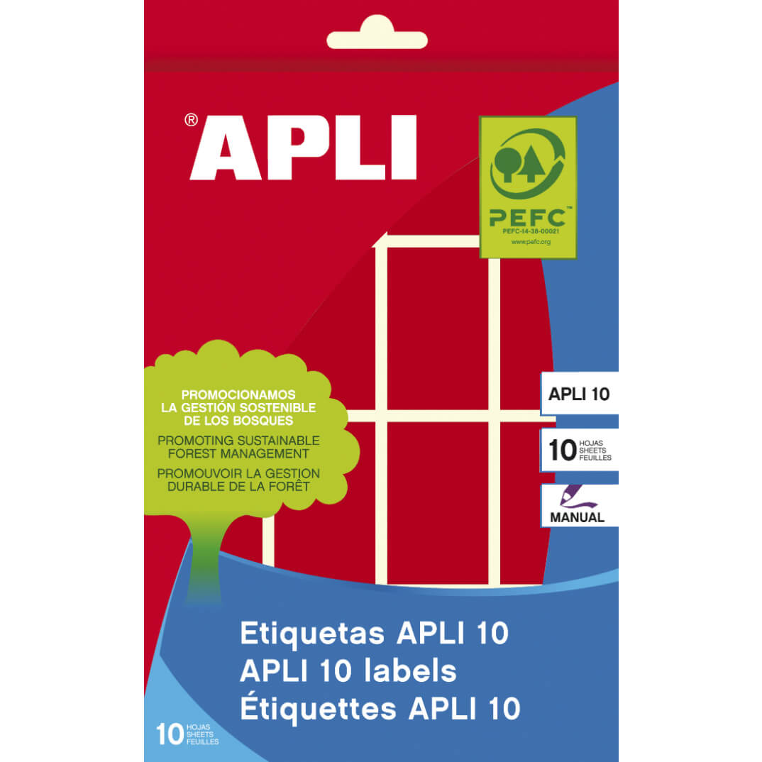 Sobre etiquetes adhesives Apli-8 25x40mm vermelles